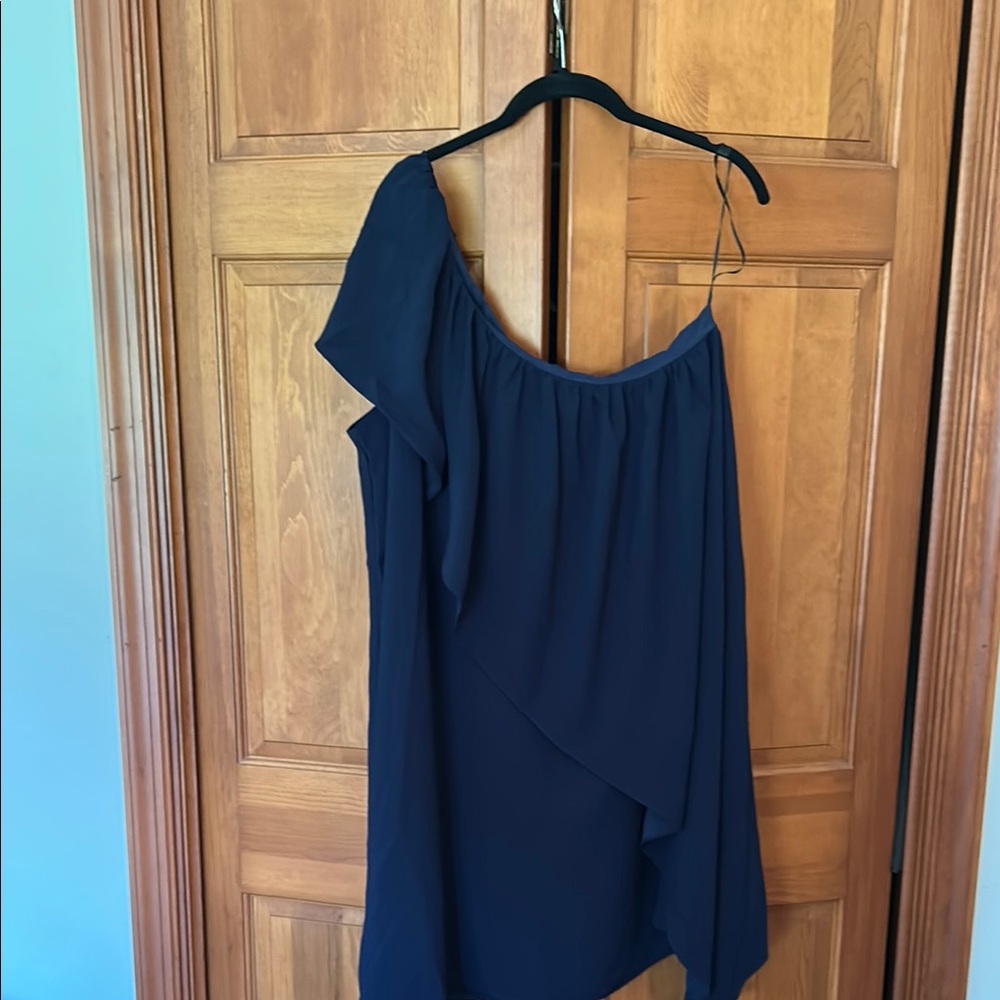 Navy One-Shoulder Dress